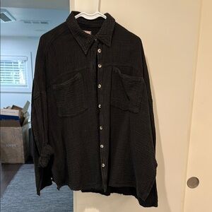 Black Button-Up Oversized Free People Shirt